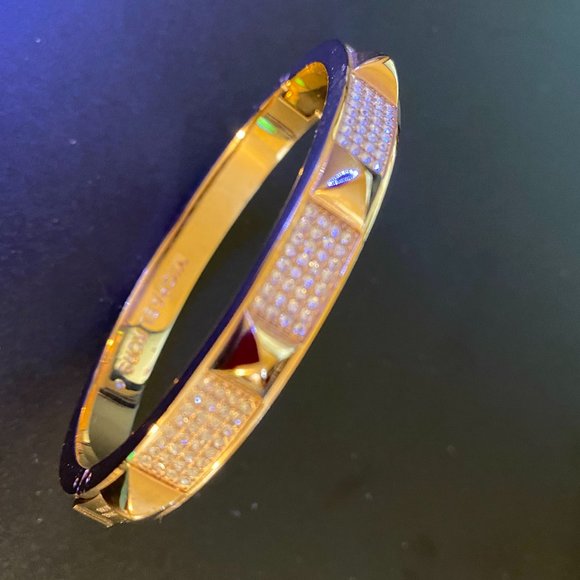 Michael Kors Rose Gold-Tone Pave' Studded Bangle Bracelet - Picture 4 of 5